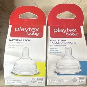 Playtex Baby 2-Pack Nipples-NaturaLatch & Full Sized - 3-6 Months Fast Flow NEW